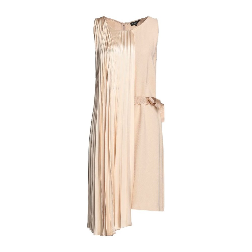 ANTONELLI silk crepe beige midi dress zipper closure